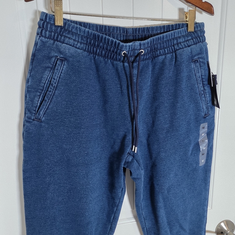 NWT Gap Blue Denim Look‎ Sweatpants Joggers Sz Medium - Picture 2 of 6
